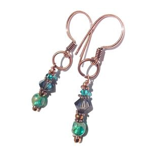 Fall Festival Earrings Boho Rose Gold Aqua Sparkle
